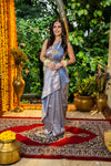 BLUE LEHERIYA BANARASI SILK