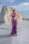 PARIZAD PURPLE ORGANZA SAREE WITH GOTTA PATTI WORK
