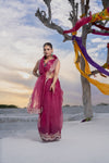 PARIZAD MAUVE ORGANZA SAREE HANDCRAFTED WITH GOTTA PATTI WORK