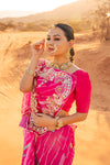 LEHERIYA RED & PINK SAREE