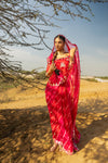 LEHERIYA RUBY RED SAREE