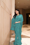 PEACOCK GREEN RAW SILK ITALIAN SAREE